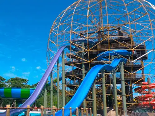 Water park with slides at Hacienda Nápoles